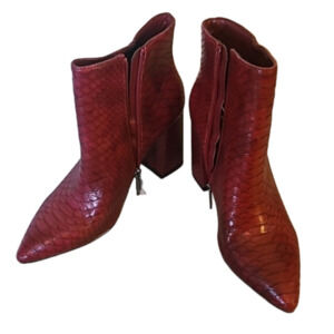 Shu Shop Maroon Crocodile Print Heeled Ankle Boots Size 9